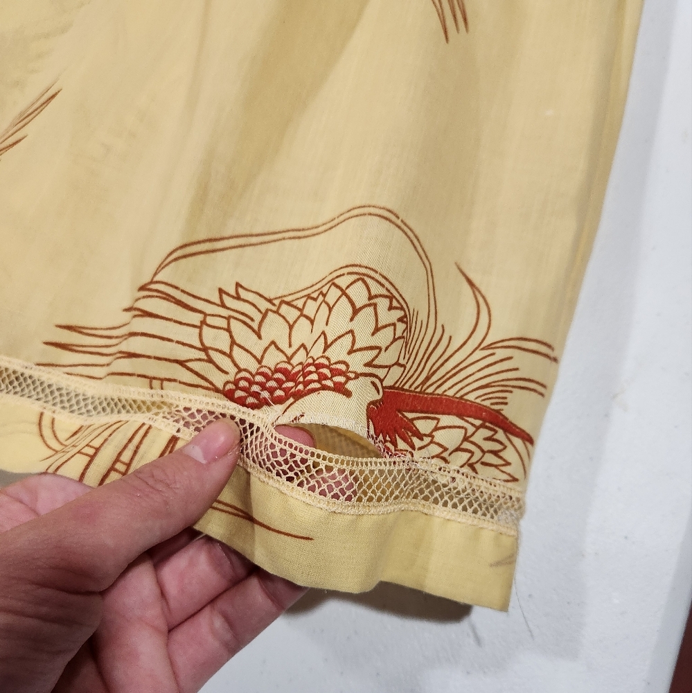 70s Margit Brandt Yellow Kimono Red Pattern Nightgown Formfit Rogers Chemises - Picture 3 of 12
